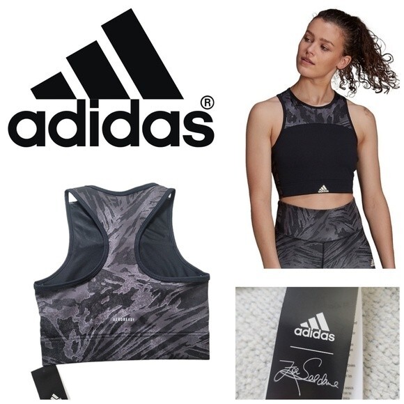 Adidas x Zoe Saldana collection Low Impact Black Sports Bra AEROREADY/Size XS - Picture 2 of 6